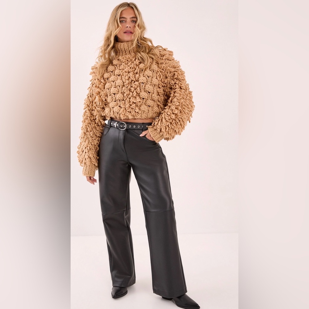 NWT Loopy Bobble Mix High Neck Cropped Jumper